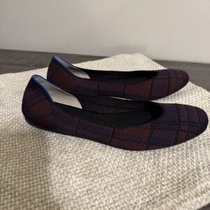 Rothy's The Square Loafers Womens 9 Cranberry Plaid Washable Retired